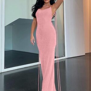 Elegant Pink Sleeveless Maxi Dress